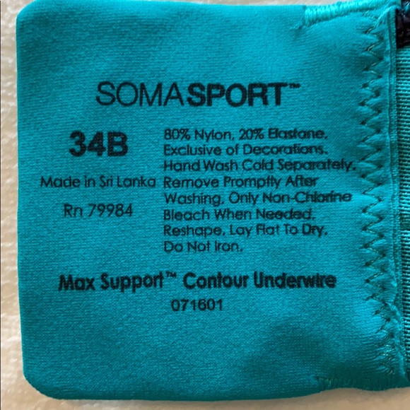 Soma Sports Bra Green and Black 34B - Picture 3 of 7